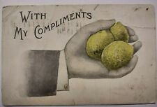 With My Compliments Lemons Undivided Back Postcard Embossed Sarcasm Joke picture