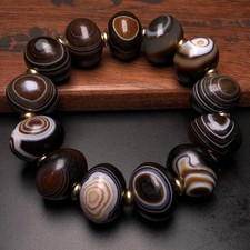 Rare Tibetan Entangled Silk Agate Beads Dzi Bead Amulet Bracelet G459 picture