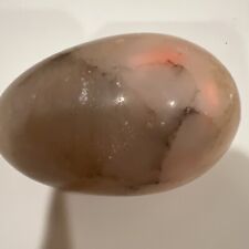Pink Marbled Alabaster Egg Shaped Palm Stone Easter Decor Home Decor picture