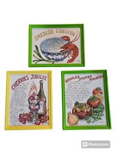 CHEF ALFREDO 1971 FRAMED PRINTS FOOD & RECIPES Lot Of 3 picture