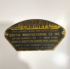 Griffin Manufacturing Co. Metal Advertising Plaque Griffin Cabinet 1920s Wall picture