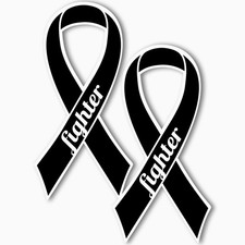 Magnet Me Up Support Melanoma Cancer Fighter Black Ribbon Decal 3.5" x 7" 2 Pack picture