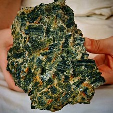 4.4LB Restoration of natural green tourmaline crystal flower symbiotic specime picture