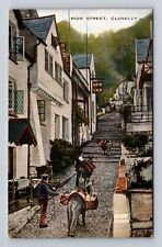 Clovelly Devon England, New Inn on High Street, Vintage c1910 Postcard picture
