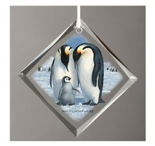 Emperor Family-Penguins Diamond-Shape Glass Ornament by Persis Clayton Weirs picture