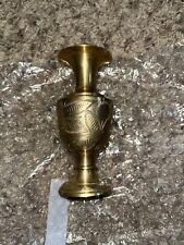 VTG Solid Brass Hand Etched Design Vase 5-6” Tall Gorgeous Piece Made/India picture