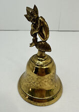 Troll Gnome Fairy Bell Solid Brass Patina Magic Mushroom Vtg picture