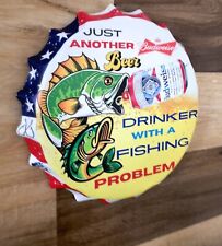 Funny Fishing Beer Sign King of Beers Bottle Cap Metal  Sign Man cave Bar Decor picture