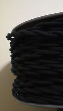75 Ft. Spool Black Twisted Cotton Covered Lamp Cord Wire Antique Vintage Style  picture