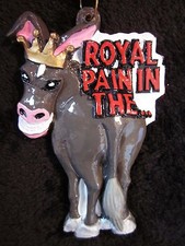 CROWNED "ROYAL PAIN IN THE ..."  ASS DONKEY MULE MARDI GRAS NECKLACE BEAD (B459) picture