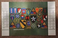 Vintage Official US ARMY Bookcover Poster - 1982 RECRUITING PROMO Unit Patches picture