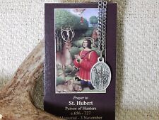 St. Hubert, Patron Saint of Hunters Medal, Chain and Prayer Card picture