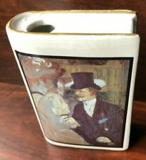 Small Ceramic Book Shape Bud Vase Flask Toulouse-Lautrec Englishman Moulin Rouge picture