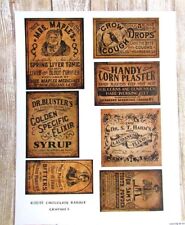 Primitive Medicine Labels, Vintage Apothecary Uncut Sticker Sheet picture