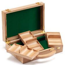300 Count Oak Solid Wood Casino Chip Case with Wooden Chip Trays picture
