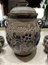 Marzi & Remy Authentic Stoneware German Rum Pot & 7 Cups. VTG Holds 224 Ounces picture
