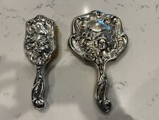 Late 1800’s To Early 1900’s G. Silver Brush And Hand Mirror picture