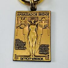 Vintage 1979 Ambassador Bridge Detroit Michigan Windsor Canada Keychain picture