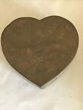 Brass Trinket Box Very Ornate Heart Shaped Vintage picture
