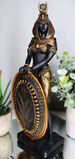 Ebros Egyptian Theme Isis Holding Shield Bronzed Resin Statue Sculpture Figurine picture