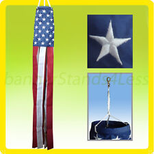 WINDSOCK American Flag US USA Fourth July Patriotic Nylon Embroidered 60