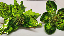 Green Flowers All Sequins Christmas St Patricks Day 2 pieces picture