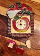 Vintage Musical Resin & Wood Wall Clock, Country Apple Decor, Hard To Find picture
