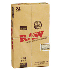 Raw 1.25 (1 1/4) Classic Hemp Rolling Paper Factory Sealed Full Box 24 pk picture