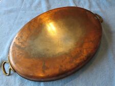Vtg Copper plated stainless tin ? Pan Pot brass Fish 18.5x13 Large skillet oval picture