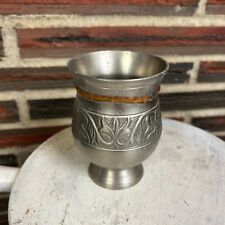Vintage Embossed Pewter Cup Bathroom Home Decor Round Circle Silver Tone Cup picture