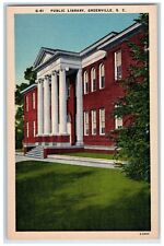 c1940 Public Library Building Greenville South Carolina SC Vintage Postcard picture