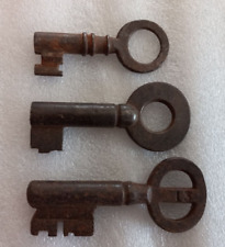 Lot of 3 Rusty Vintage Steel Hollow Barrel Keys picture