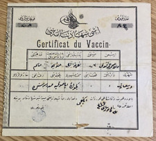 Ephemera ... vaccination certificate Ottoman Turkish 1902 picture
