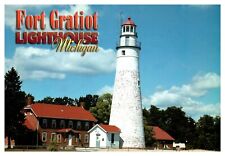 Fort Gratiot Lighthouse Michigan Lake Huron Chrome Postcard UNP Carl Perrin picture