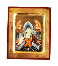 Greek Russian Orthodox Handmade Wooden Icon Resurrection of Christ 12.5x10cm picture