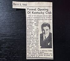 Vintage 1942 Kentucky Club Grand Opening Newspaper Ad Covington Illegal Gambling picture