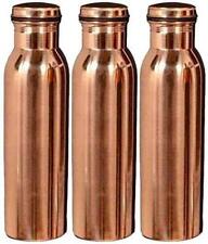 Copper Water Bottle Office Use Yoga Traveling Ayurvedic Health Benefits Set of 3 picture