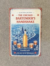 Malort Handshake Metal Sign 12” Bar Poster Bartender Chitown Fernet ON picture