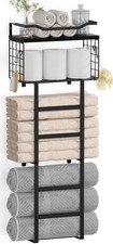 Towel Racks for Bathroom Black, 34IN Rolled Towel Holder, Towel Rack Wall Mou... picture