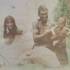 Cuban Family Skinnydipping Bathing Swimming Photo Cuba Ingersoll Stereoview E370 picture