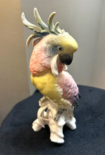 MINT Antique Karl Ens Cockatoo Parrot Bird Figurine Porcelain Ceramic medium 8” picture