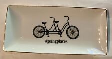 Trinket Tray - Bicycle Graphic - #goingplaces - Ceramic/Gold Trim - Oak Lane picture