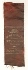 3606 - Fire Department Memoriam Ribbon - Hose Co. 1, Harper, Kansas (c.1880's) picture