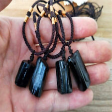 Unisex Black Natural Tourmaline Stone Pendant Necklace Crystal Gem Aromatherapy picture