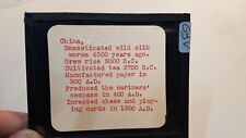 Colored Glass Magic Lantern Slide GYV CHINA SILK WORM TEXT SLIDE CHINESE picture