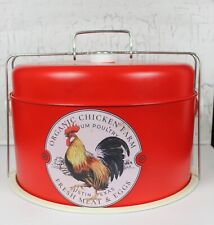 Vintage RED Metal CAKE CARRIER Upcyled PRIMA Transfer ROOSTER Chicken picture