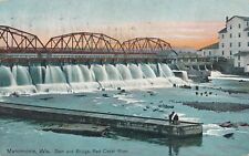 MENOMONIE WI - Dam and Bridge Red Cedar River - 1910 picture