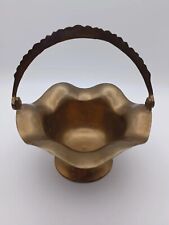 Vintage, Brass Basket / Bowl w Handle.. Ruffle Scalloped Edge, India  picture