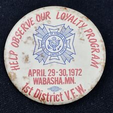 VFW 1st District 1972 Wabasha Minnesota Vintage Pin Button Pinback picture
