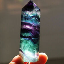 100% Natural Fluorite Quartz Crystal Stone Point Healing Hexagonal Wand USA picture